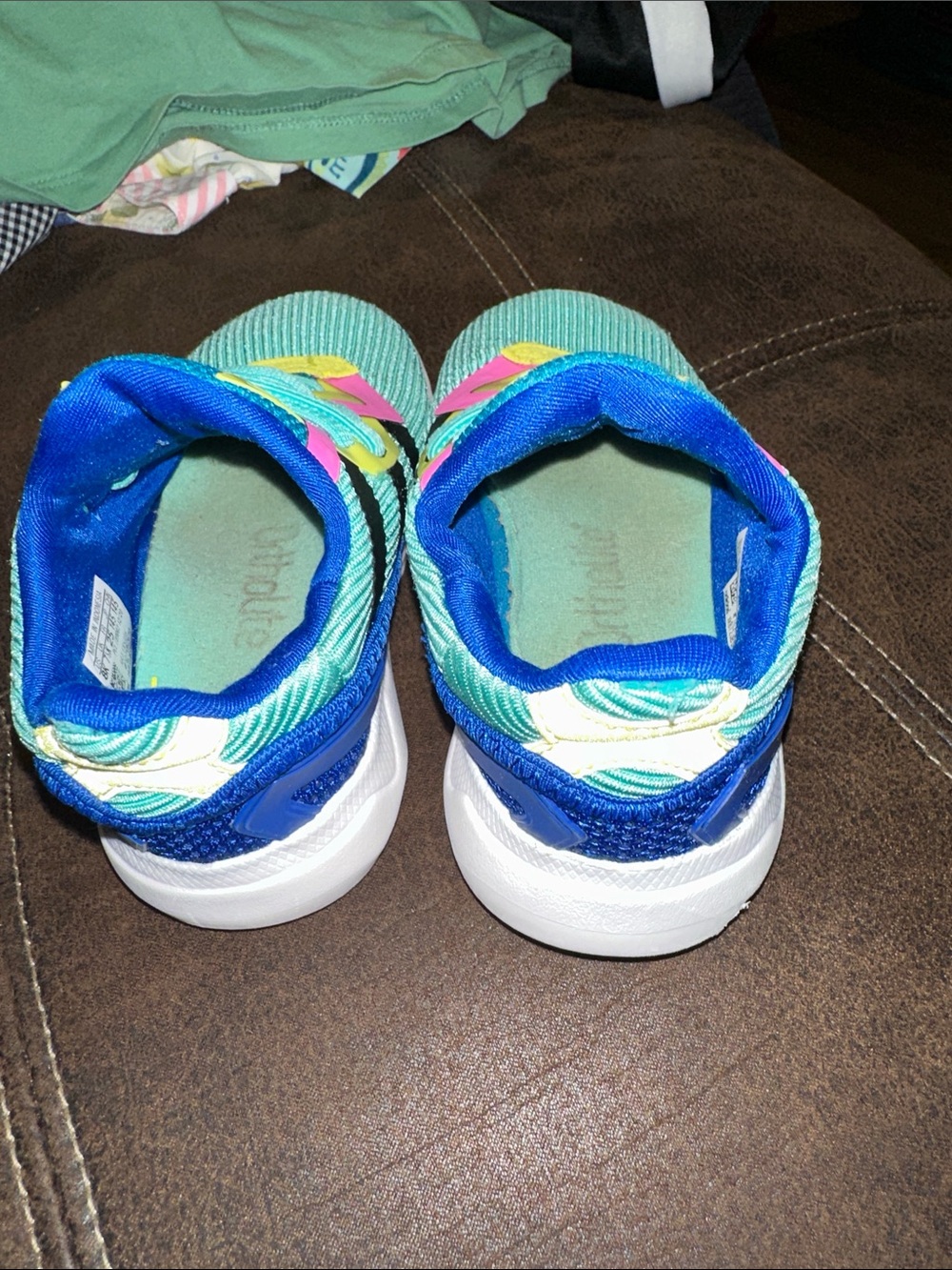 adidas Kids Sneakers Teal Pink Yellow - Picture 5 of 12
